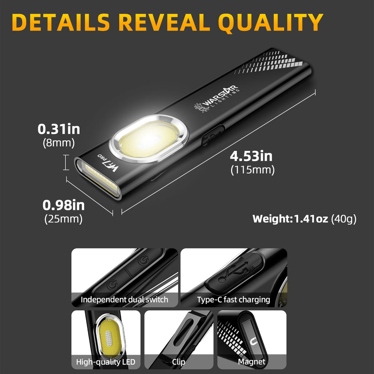 WT7 Pro Ultra-Thin Dual-Light UV Pocket Light